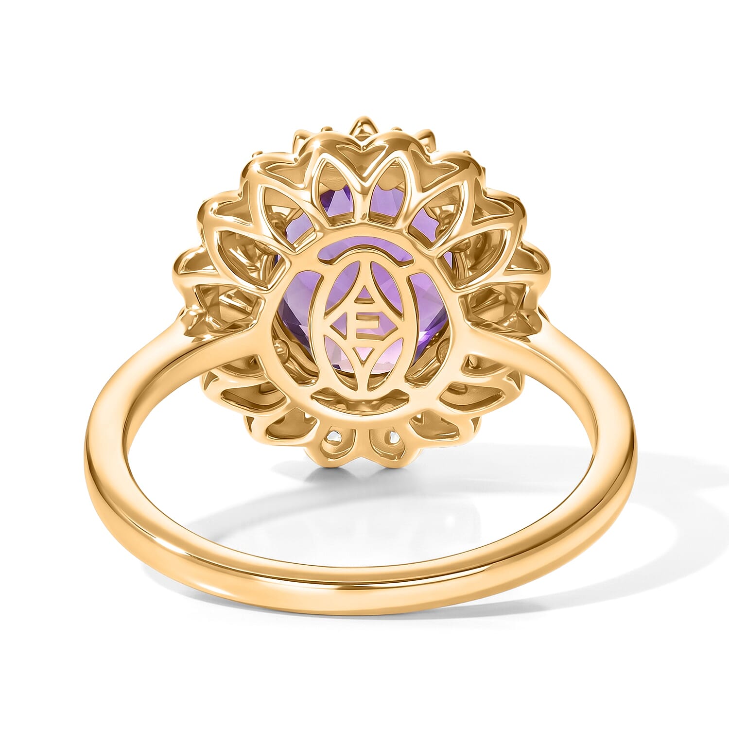 EverTrue African Amethyst and Multi Gemstone 5.00 ctw Astral Crown Halo Ring in 18K YG Plated (Size 6.0)