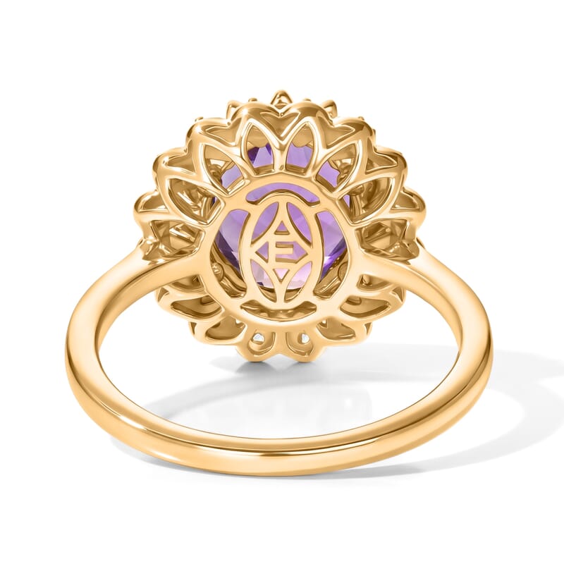 EverTrue African Amethyst and Multi Gemstone 5.00 ctw Astral Crown Halo Ring in 18K YG Plated (Size 6.0)
