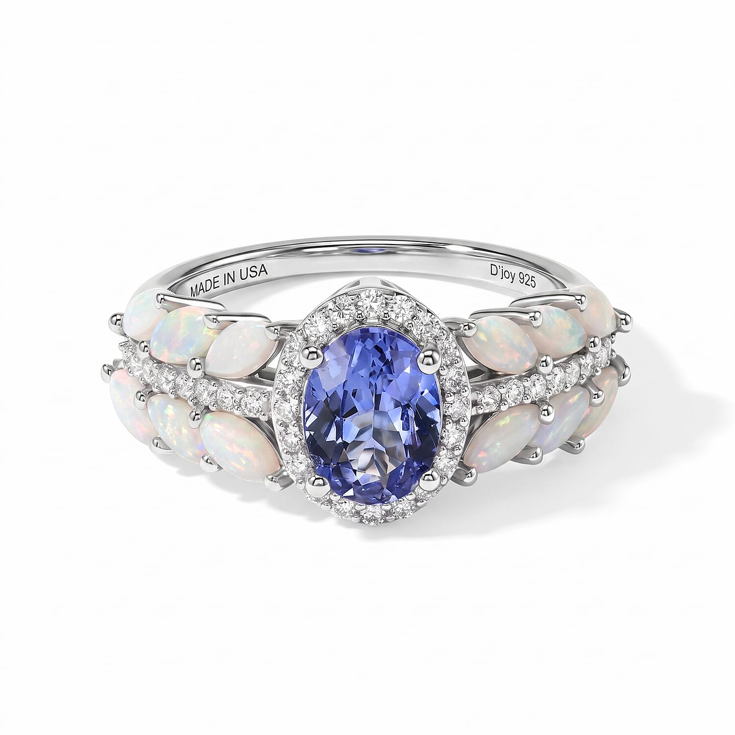 D'Joy Tanzanite and Multi Gemstone 1.90 ctw Ring in Rhodium Over Sterling Silver (Size 6.0)