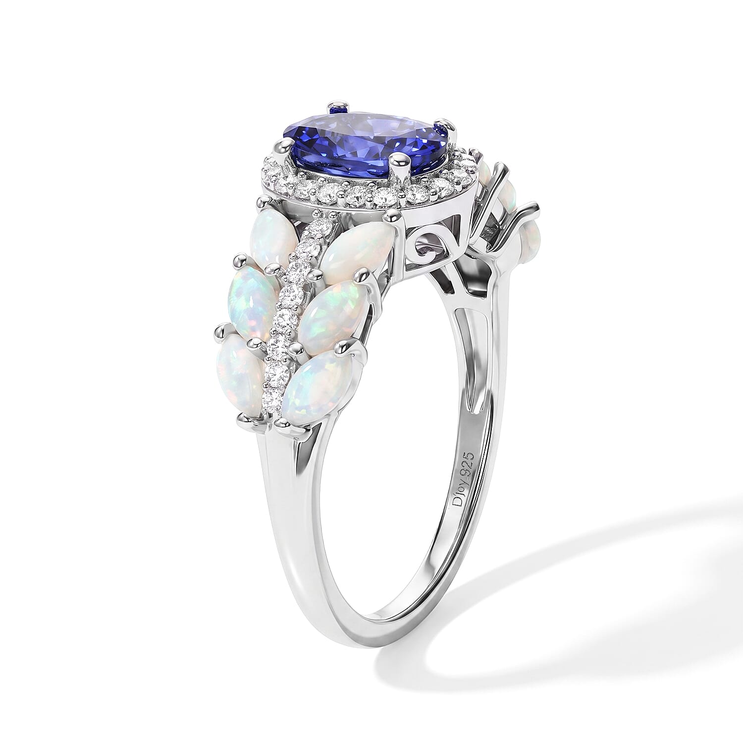 D'Joy Tanzanite and Multi Gemstone 1.90 ctw Ring in Rhodium Over Sterling Silver (Size 6.0)