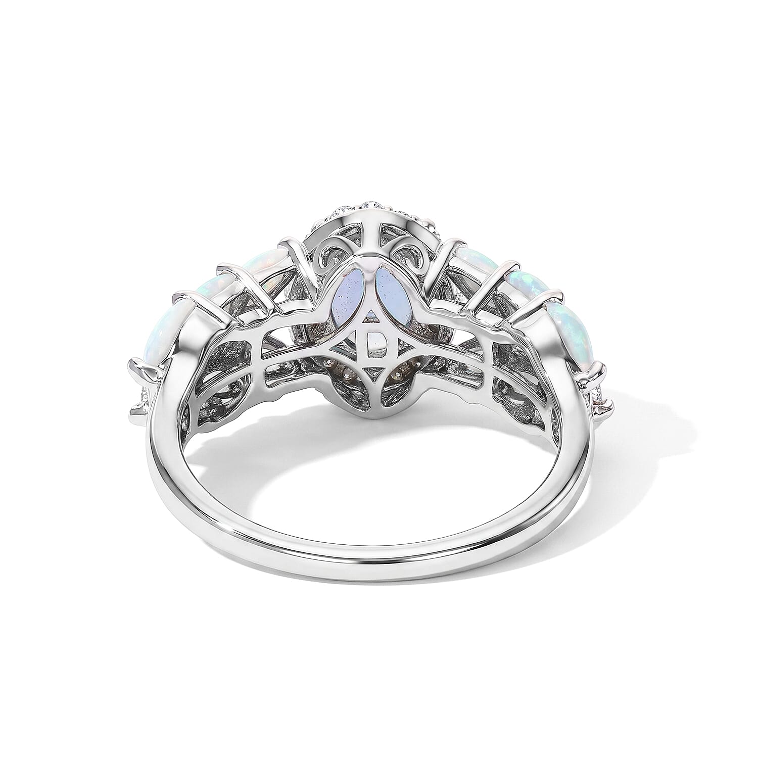 D'Joy Tanzanite and Multi Gemstone 1.90 ctw Ring in Rhodium Over Sterling Silver (Size 6.0)