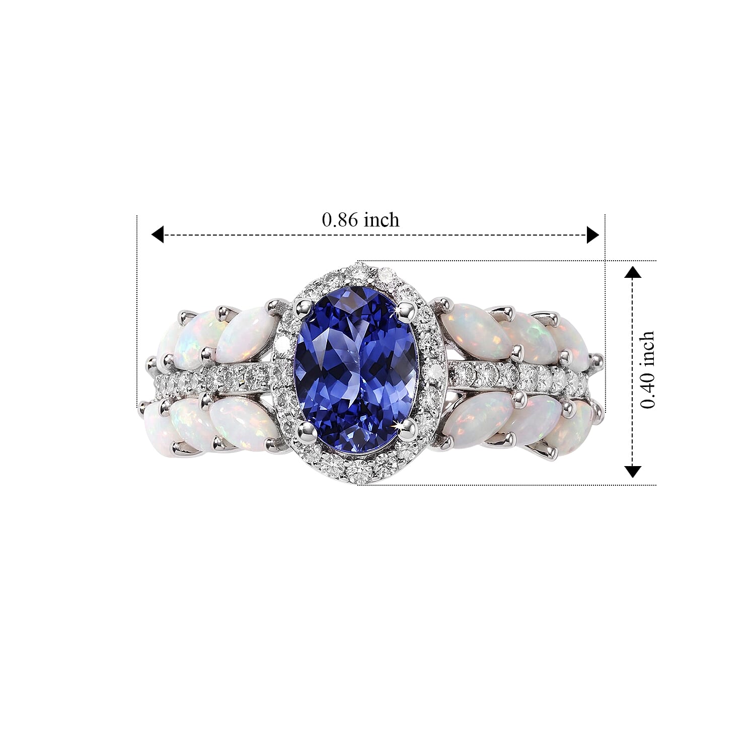 D'Joy Tanzanite and Multi Gemstone 1.90 ctw Ring in Rhodium Over Sterling Silver (Size 6.0)