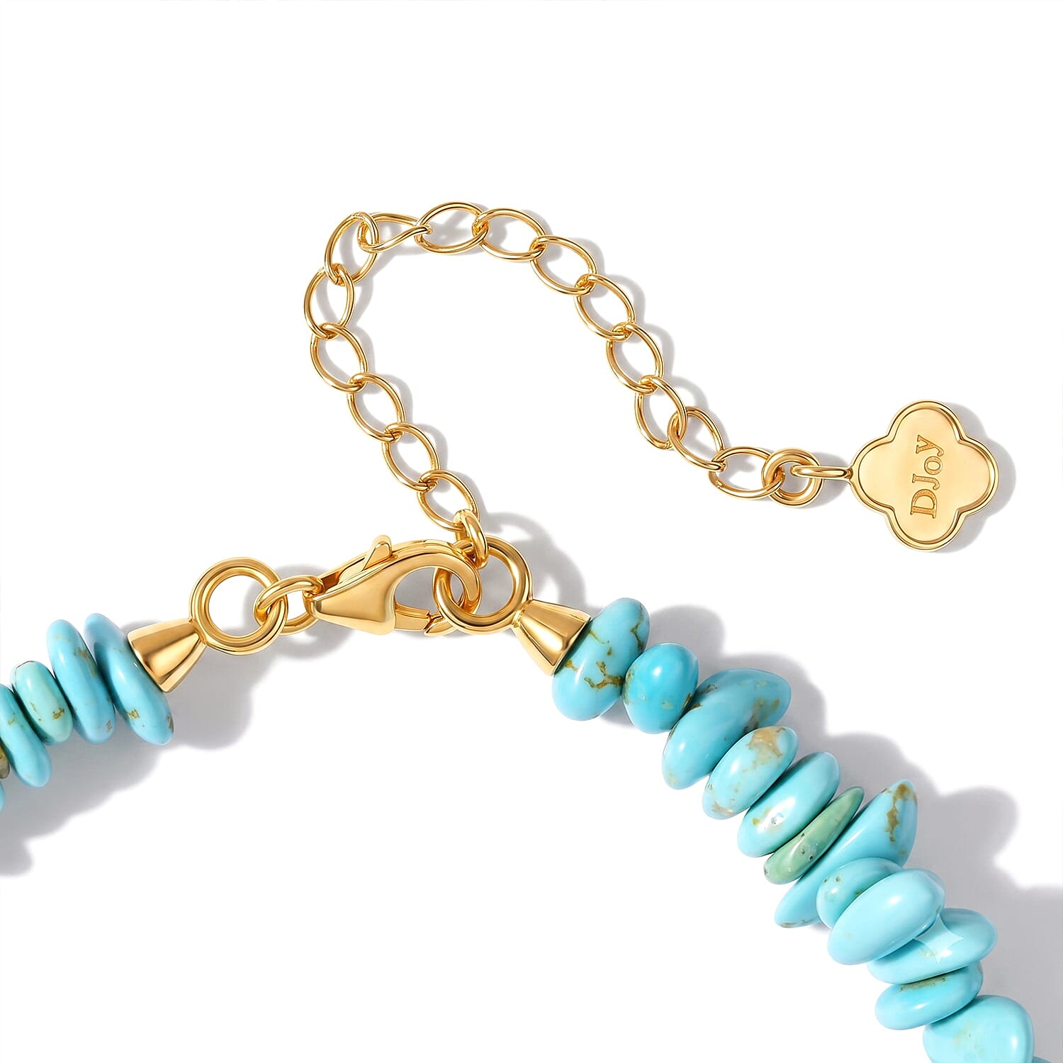 D'Joy Premium Sonoran Turquoise 38.00 ctw and Freshwater Pearl Bracelet in 18K Vermeil Yellow Gold Over Sterling Silver (7.25-9.25In)