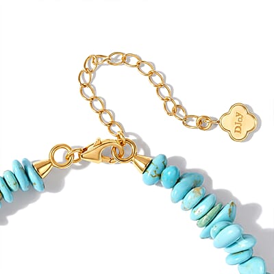 D'Joy Premium Sonoran Turquoise 38.00 ctw and Freshwater Pearl Bracelet in 18K Vermeil Yellow Gold Over Sterling Silver (7.25-9.25In)