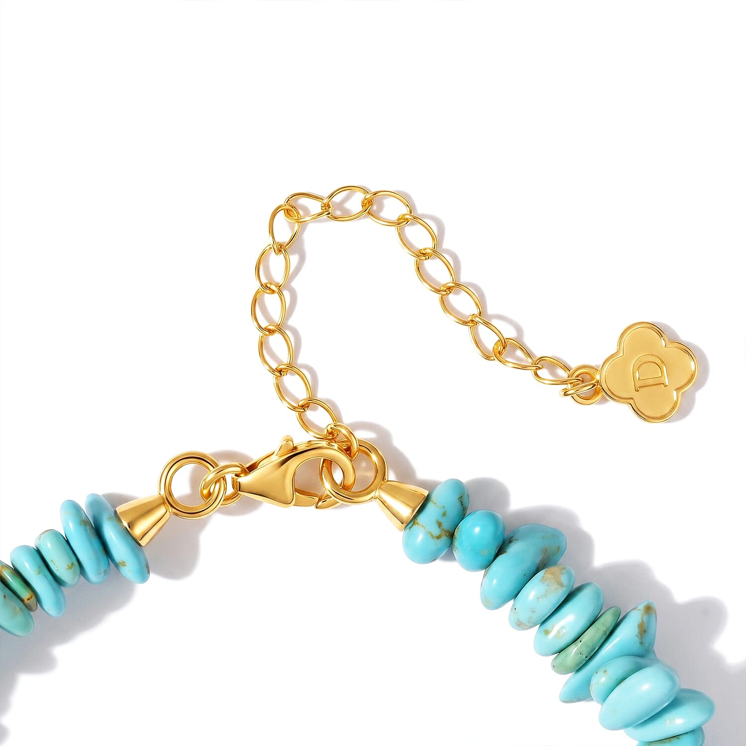 D'Joy Premium Sonoran Turquoise 38.00 ctw and Freshwater Pearl Bracelet in 18K Vermeil Yellow Gold Over Sterling Silver (7.25-9.25In)