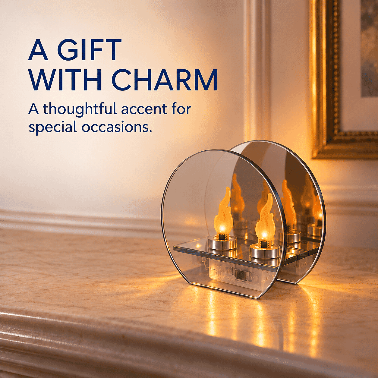 Livmore Glass and LED Double Heads Decorative Ornaments (Battery 2xAA Not Including)