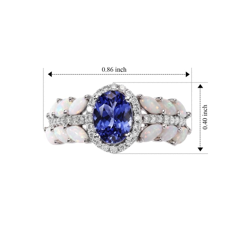 Doorbuster D'Joy Tanzanite and Multi Gemstone 1.90 ctw Blue Vine Ring in Rhodium Over Sterling Silver (Size 9.0)