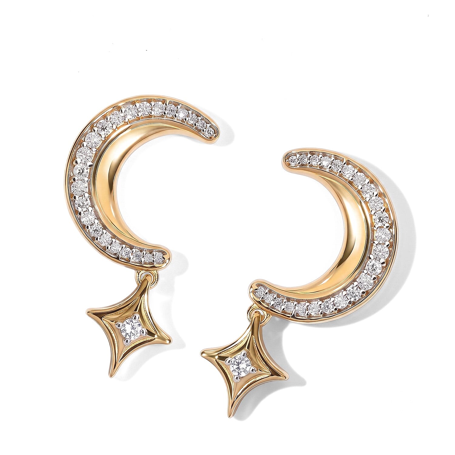 D'Joy Moissanite 0.50 ctw Earrings in 18K Vermeil Yellow Gold Over Sterling Silver