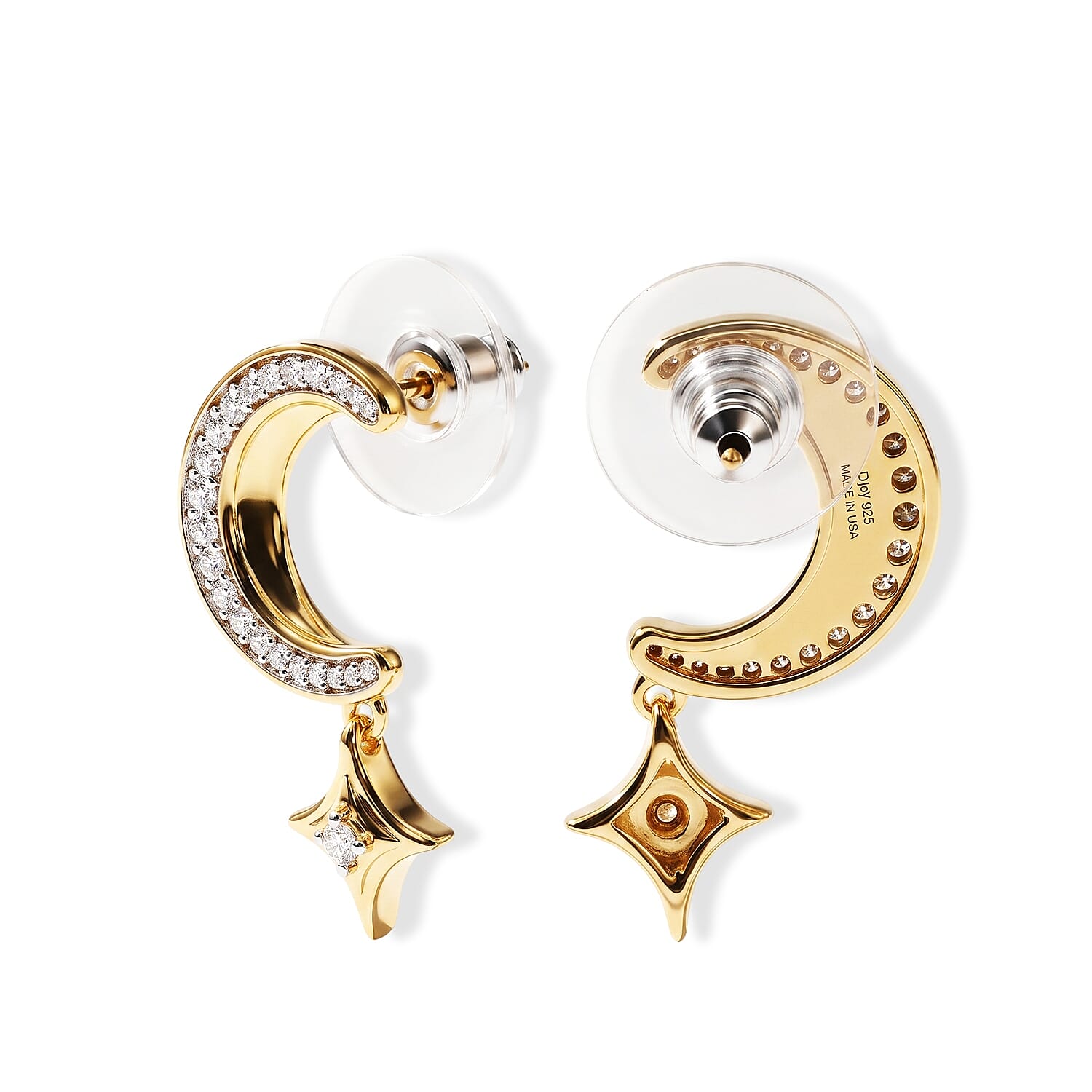 D'Joy Moissanite 0.50 ctw Earrings in 18K Vermeil Yellow Gold Over Sterling Silver