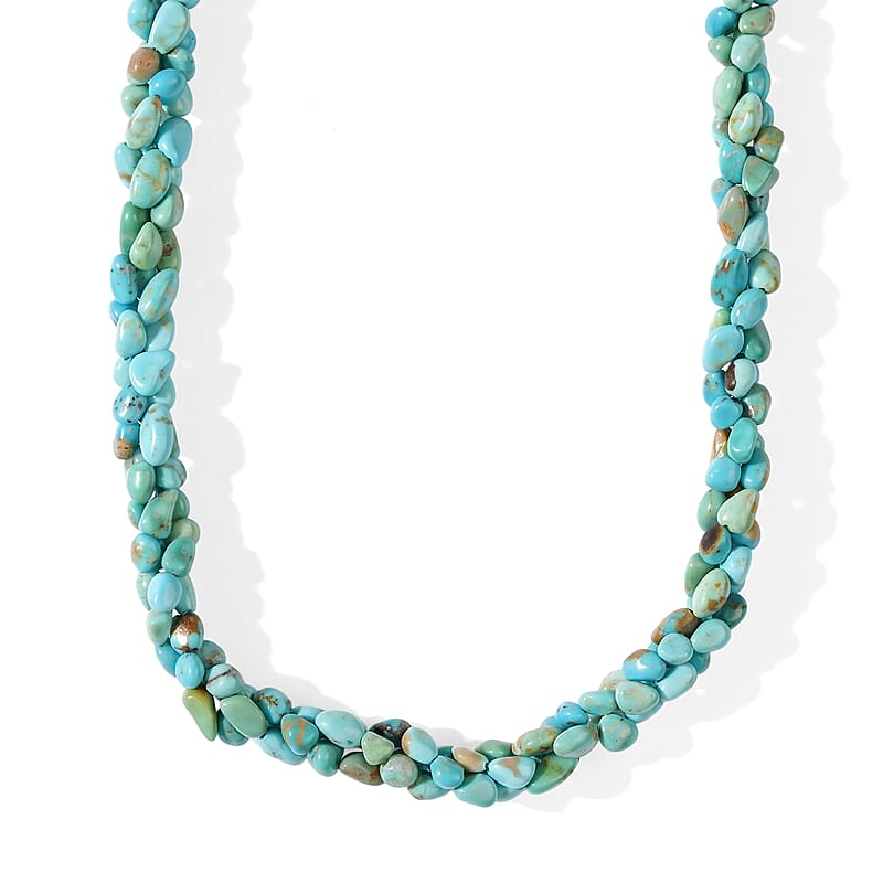 D'Joy Premium Sonoran Turquoise Graduation Necklace (18-20 Inches) in Rhodium Over Sterling Silver 135.00 ctw