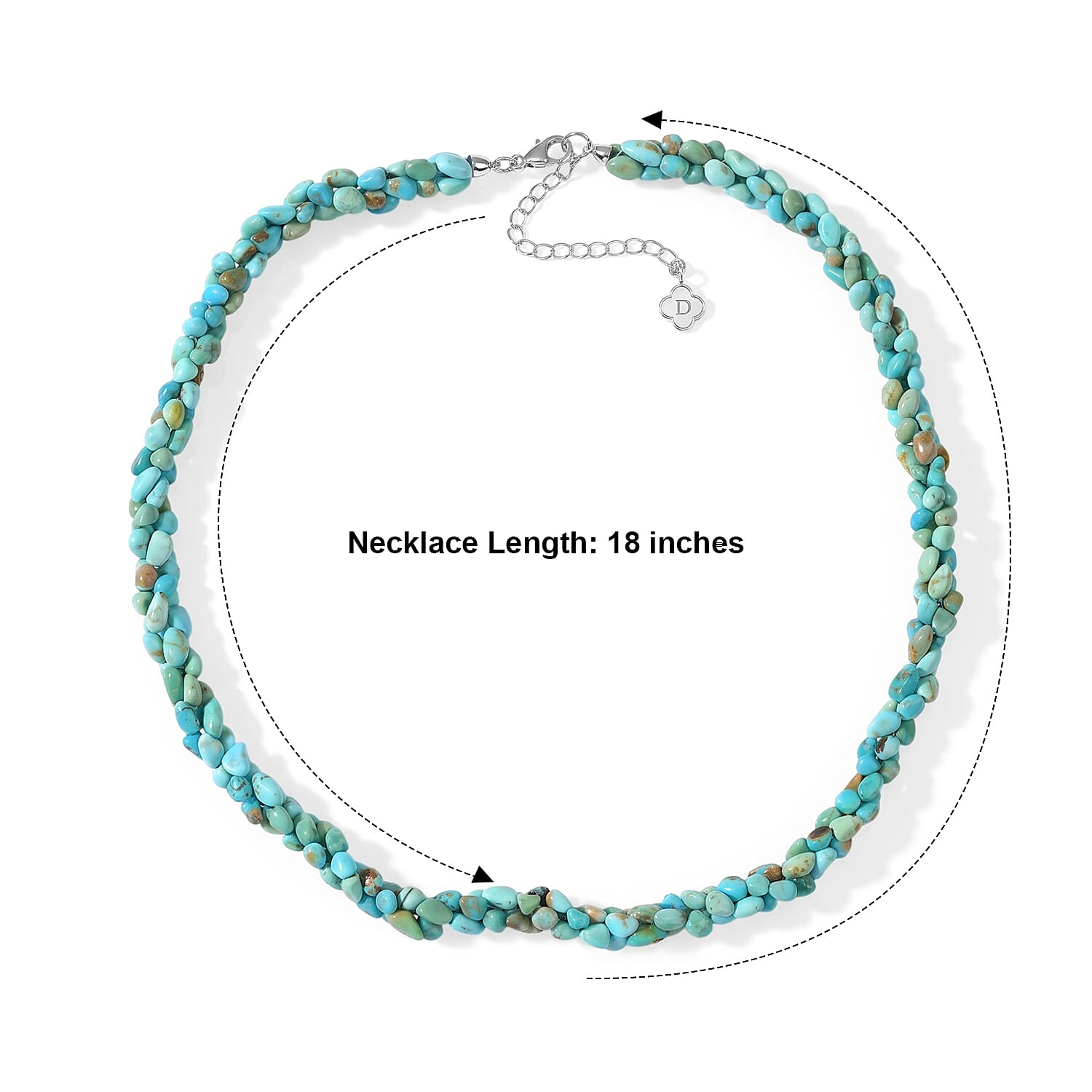 D'Joy Premium Sonoran Turquoise Graduation Necklace (18-20 Inches) in Rhodium Over Sterling Silver 135.00 ctw