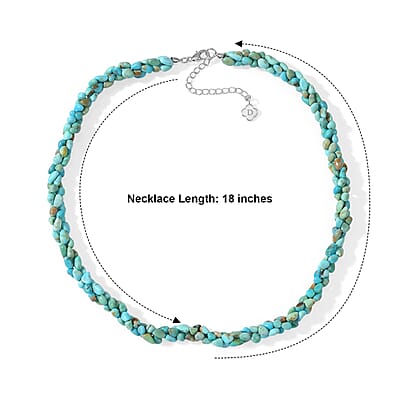 D'Joy Premium Sonoran Turquoise Graduation Necklace (18-20 Inches) in Rhodium Over Sterling Silver 135.00 ctw