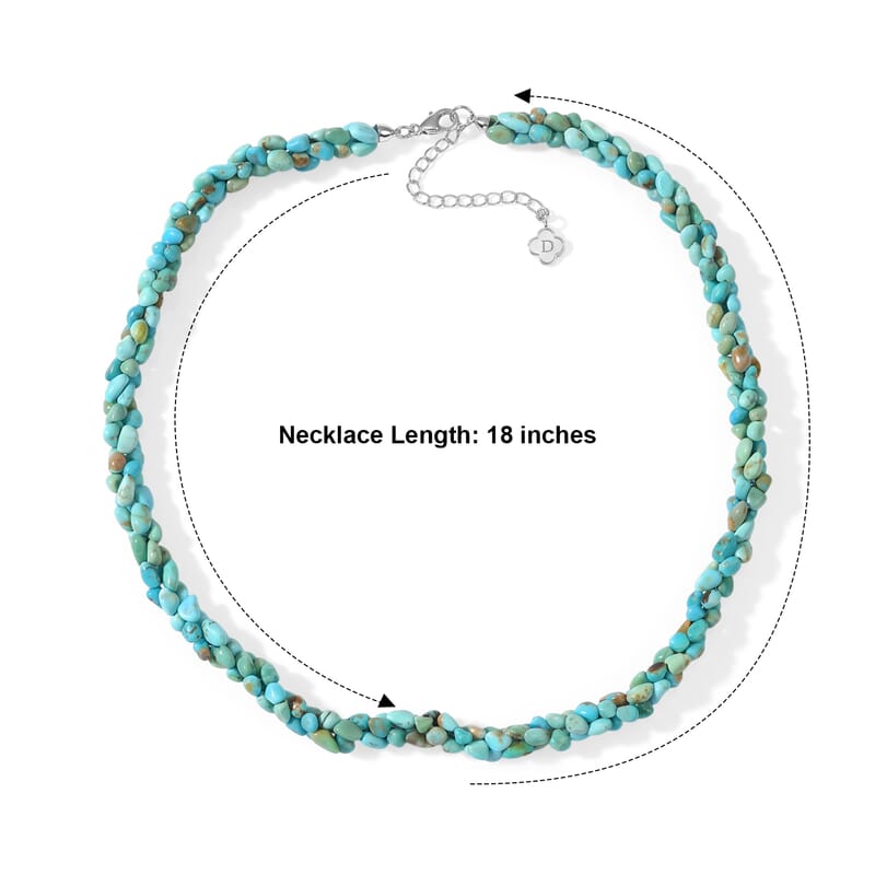 D'Joy Premium Sonoran Turquoise Graduation Necklace (18-20 Inches) in Rhodium Over Sterling Silver 135.00 ctw