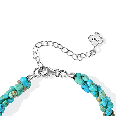 D'Joy Premium Sonoran Turquoise 35.00 ctw Bracelet in Rhodium Over Sterling Silver (7.25-9.25In)