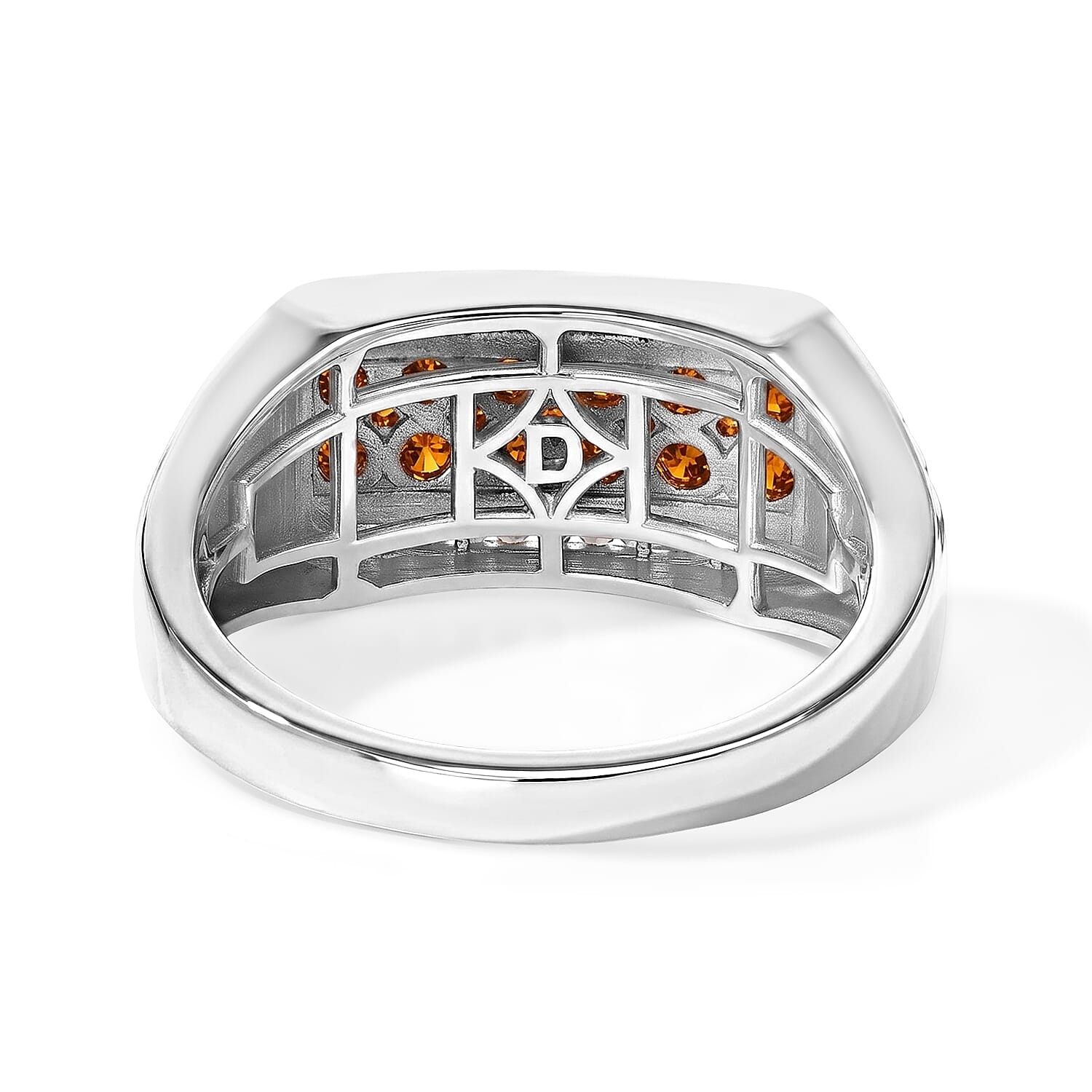 D'Joy Red and White Diamond 1.00 ctw Men's Ring in Rhodium Over Sterling Silver (Size 10.0)