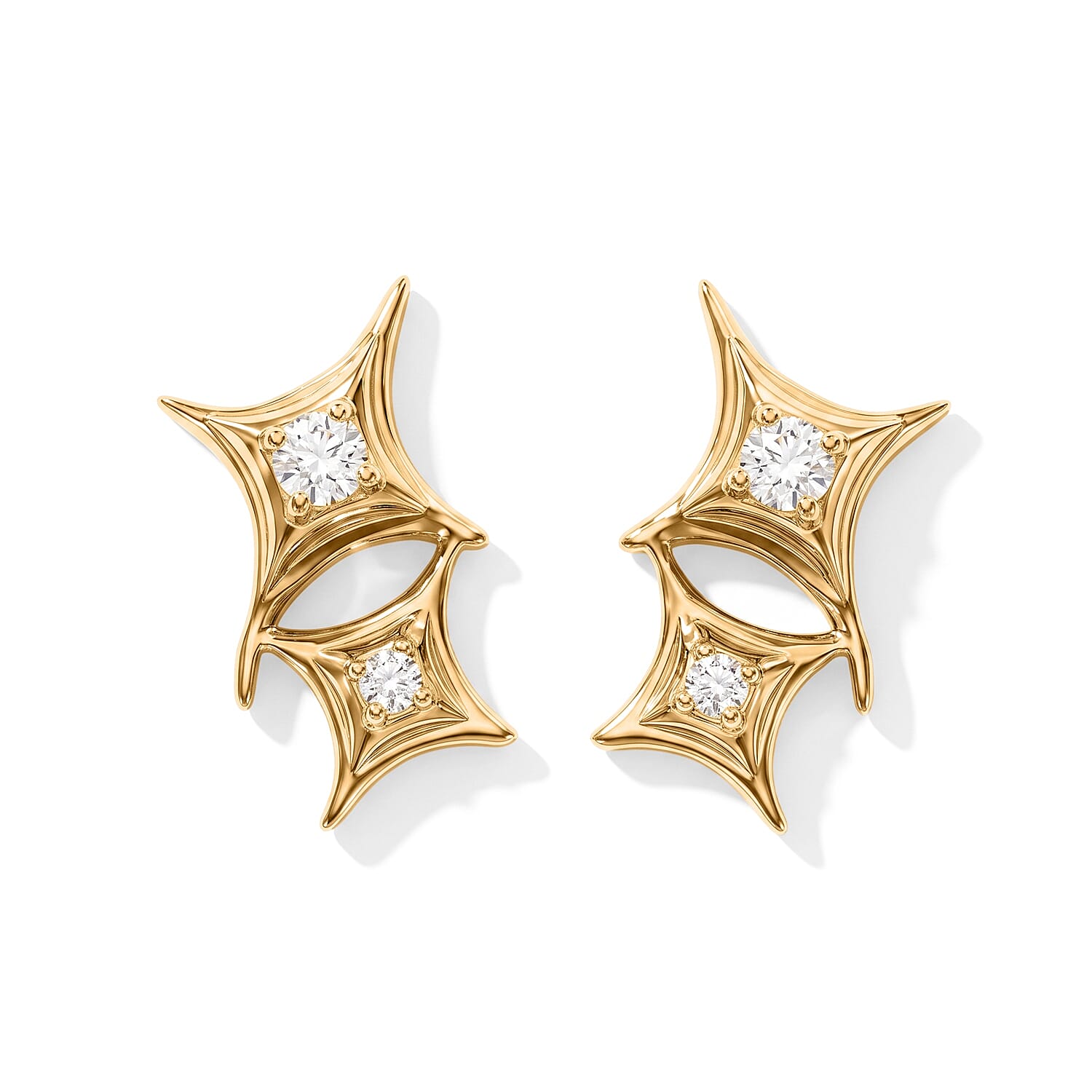 D'Joy Moissanite 0.30 ctw Earrings in 18K Vermeil Yellow Gold Over Sterling Silver