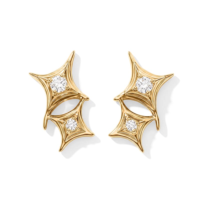D'Joy Moissanite 0.30 ctw Earrings in 18K Vermeil Yellow Gold Over Sterling Silver