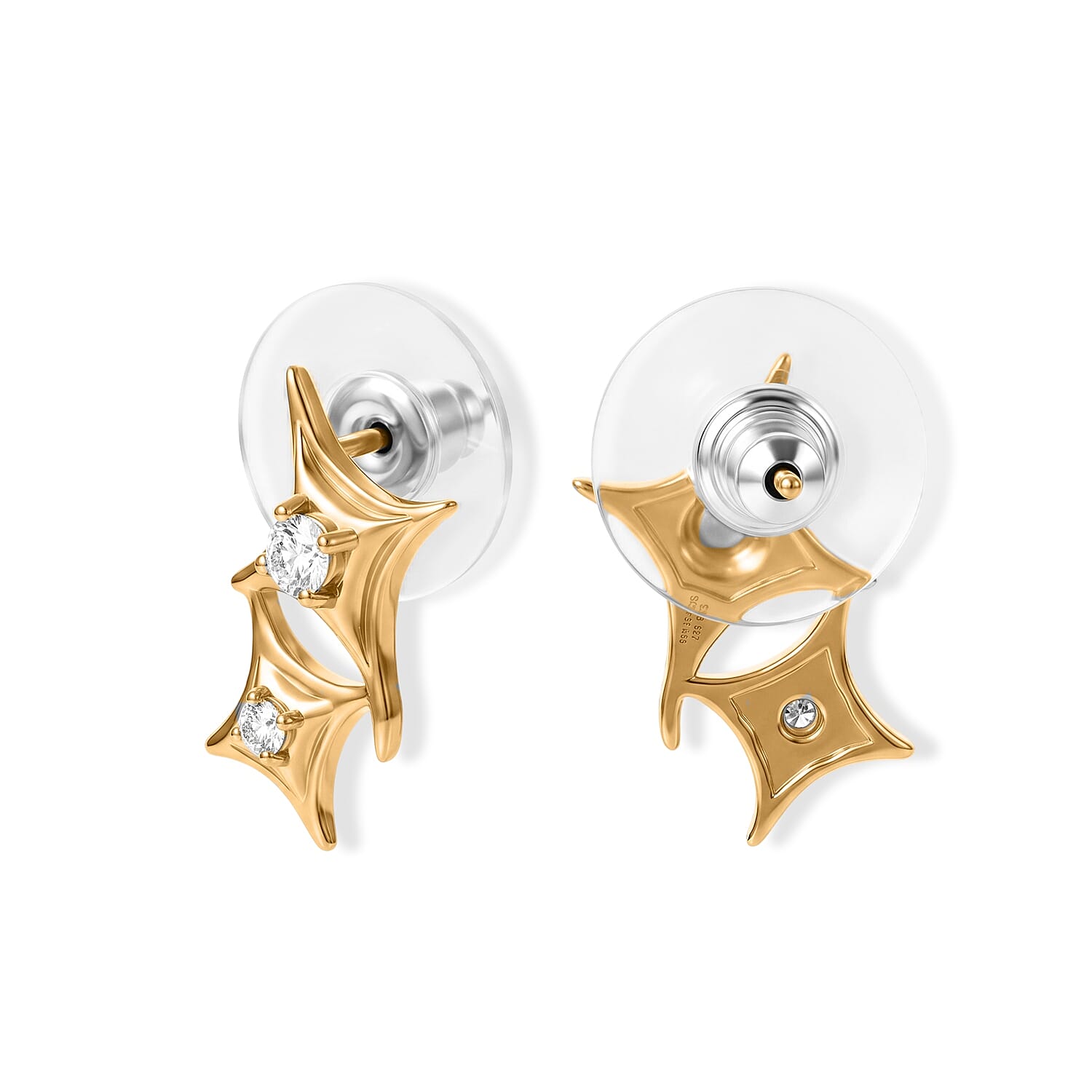 D'Joy Moissanite 0.30 ctw Earrings in 18K Vermeil Yellow Gold Over Sterling Silver