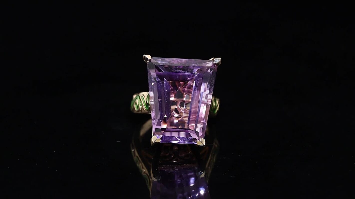 GP Premium Rose De France Amethyst Ring in 18K Vermeil RG Over Sterling Silver (Size 10.0) 27.90 ctw