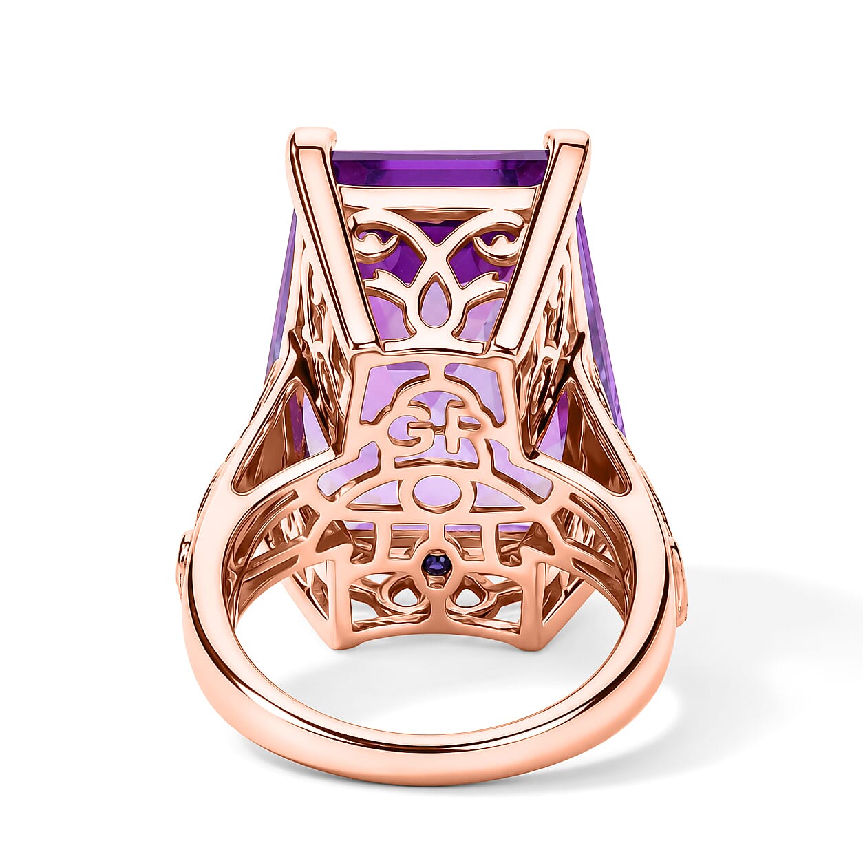 GP Art Nouveau Collection Premium Rose De France Amethyst 25.00 ctw Ring in 18K Vermeil Rose Gold Over Sterling Silver (Size 6.0)