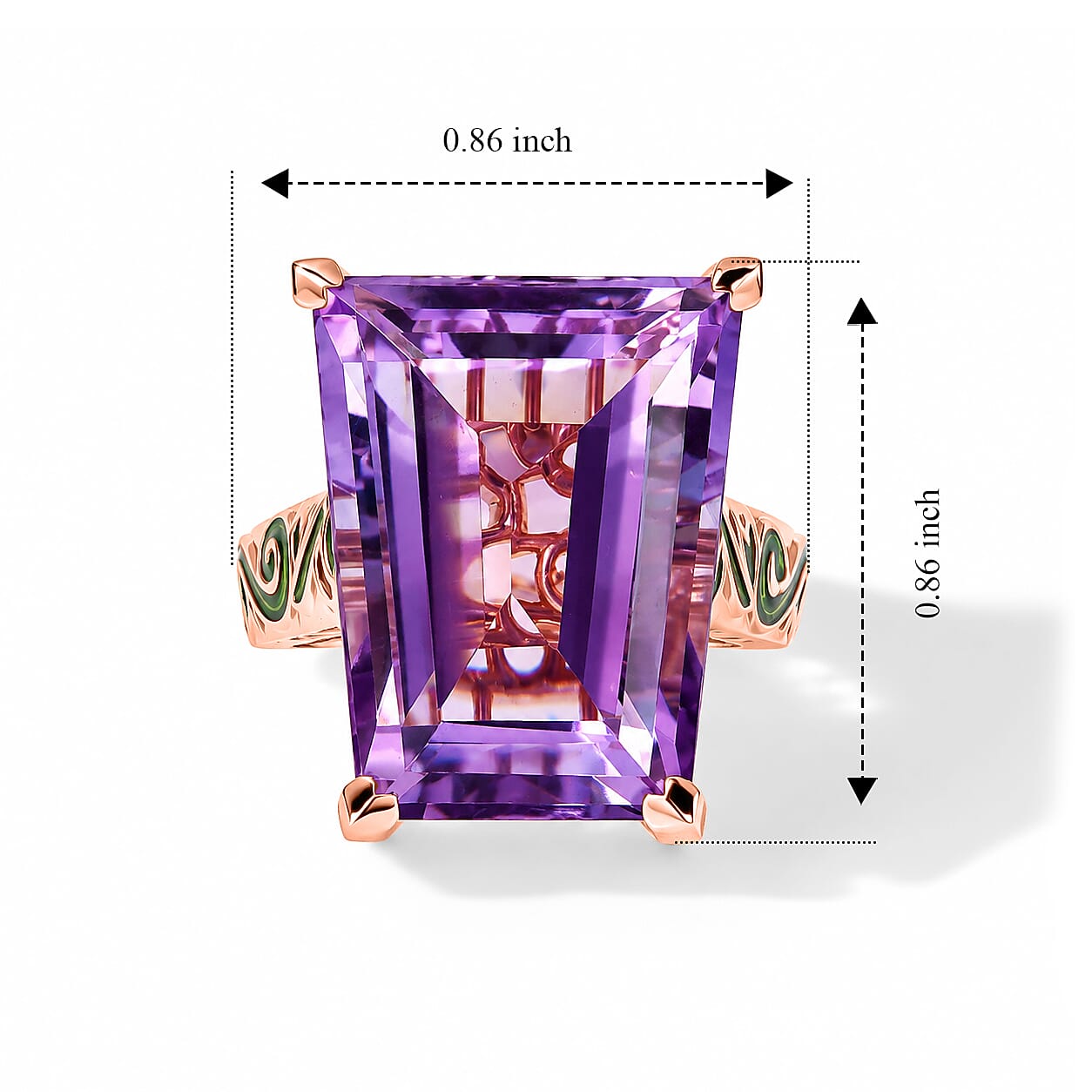 GP Art Nouveau Collection Premium Rose De France Amethyst 25.00 ctw Ring in 18K Vermeil Rose Gold Over Sterling Silver (Size 6.0)