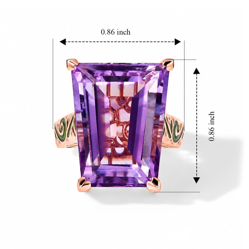 GP Art Nouveau Collection Premium Rose De France Amethyst 25.00 ctw Ring in 18K Vermeil Rose Gold Over Sterling Silver (Size 6.0)