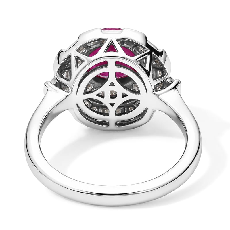 Certified and Appraised D'Joy Premium Ruby and Moissanite 2.30 ctw Ring in Rhodium Over Sterling Silver (Size 6.0)