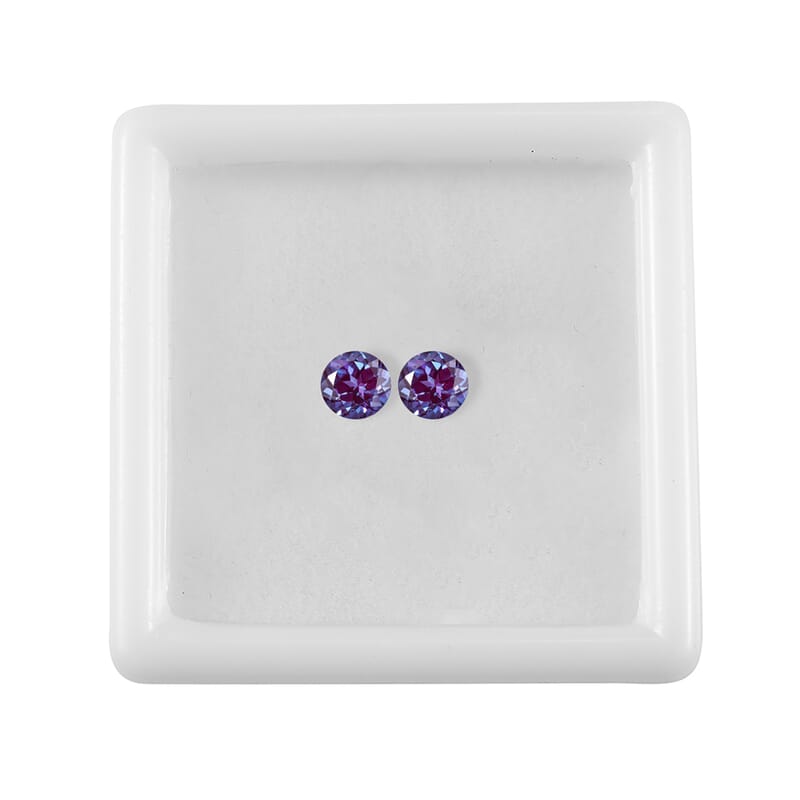 Lab Grown Alexandrite Set of 2 (Rnd 7 mm) 2.91 ctw