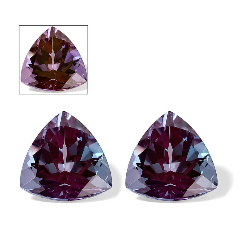 Lab Grown Alexandrite Set of 2 (Trl 7 mm) 2.47 ctw