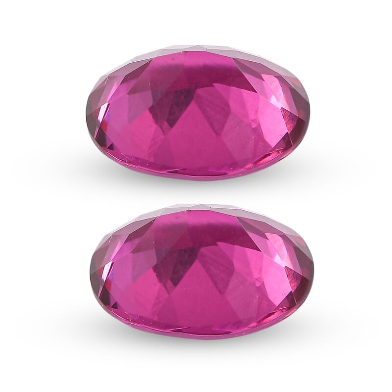 Lab Grown Bixbite Set of 2 (Ovl 9x7 mm) 3.12 ctw