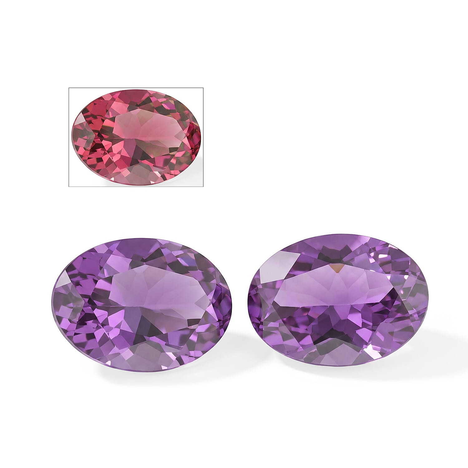Lab Grown Color Change Sapphire Set of 2 (Ovl 7.5x5.5 mm) 2.64 ctw