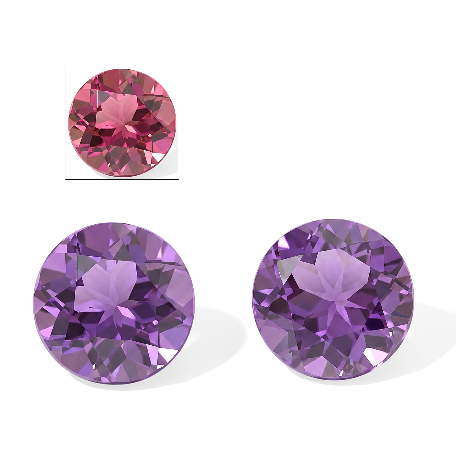 Lab Grown Color Change Sapphire Set of 2 (Rnd 7 mm) 3.42 ctw
