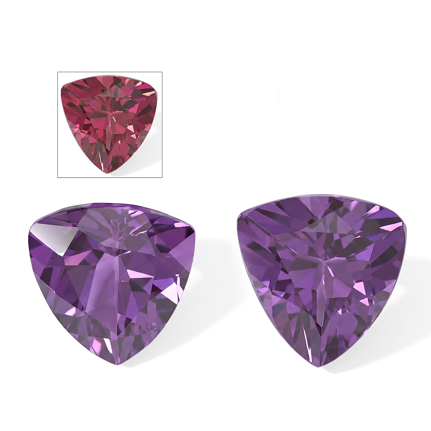 Lab Grown Color Change Sapphire Set of 2 (Trl 7 mm) 2.96 ctw