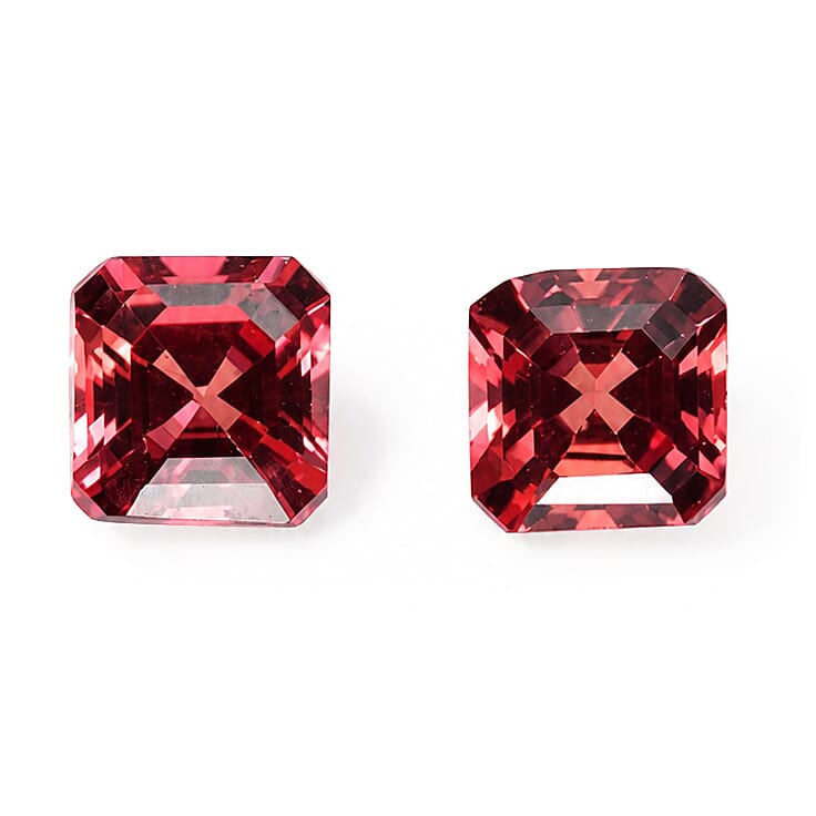 Lab Grown Padparadscha Sapphire Set of 2 (Oct 5x5 mm) 1.60 ctw