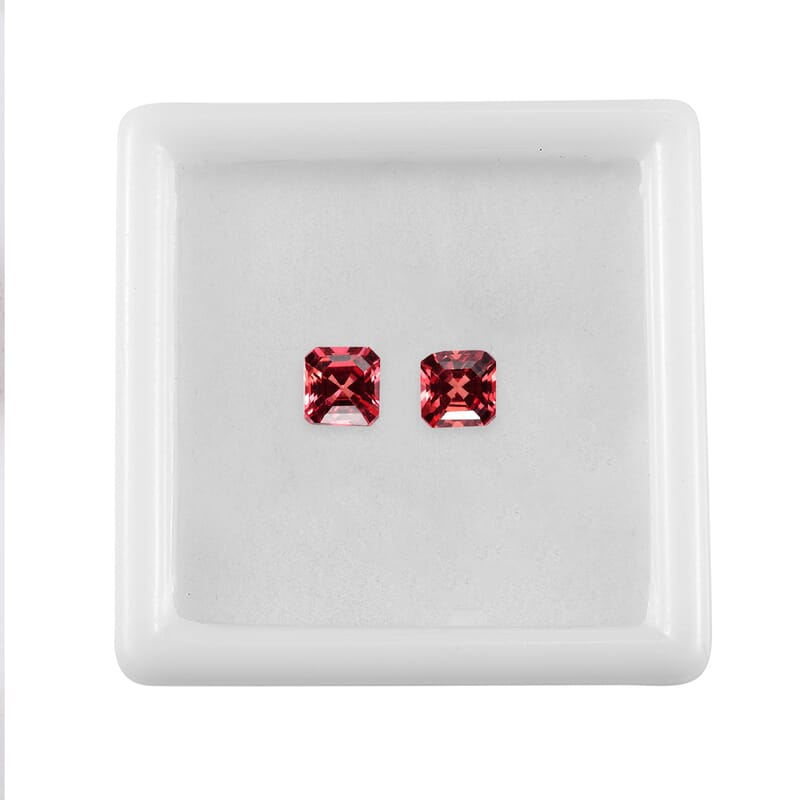 Lab Grown Padparadscha Sapphire Set of 2 (Oct 5x5 mm) 1.60 ctw