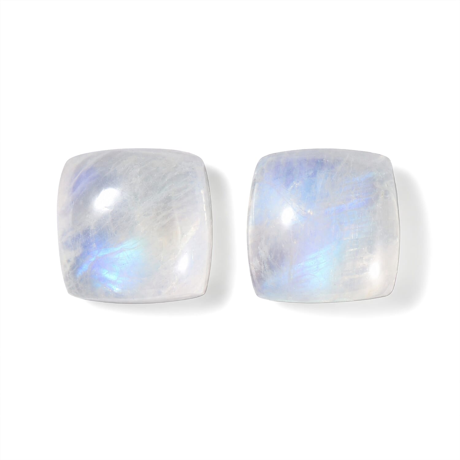 Rainbow Moonstone Set of 2 (Cush 5x5 mm) 1.10 ctw
