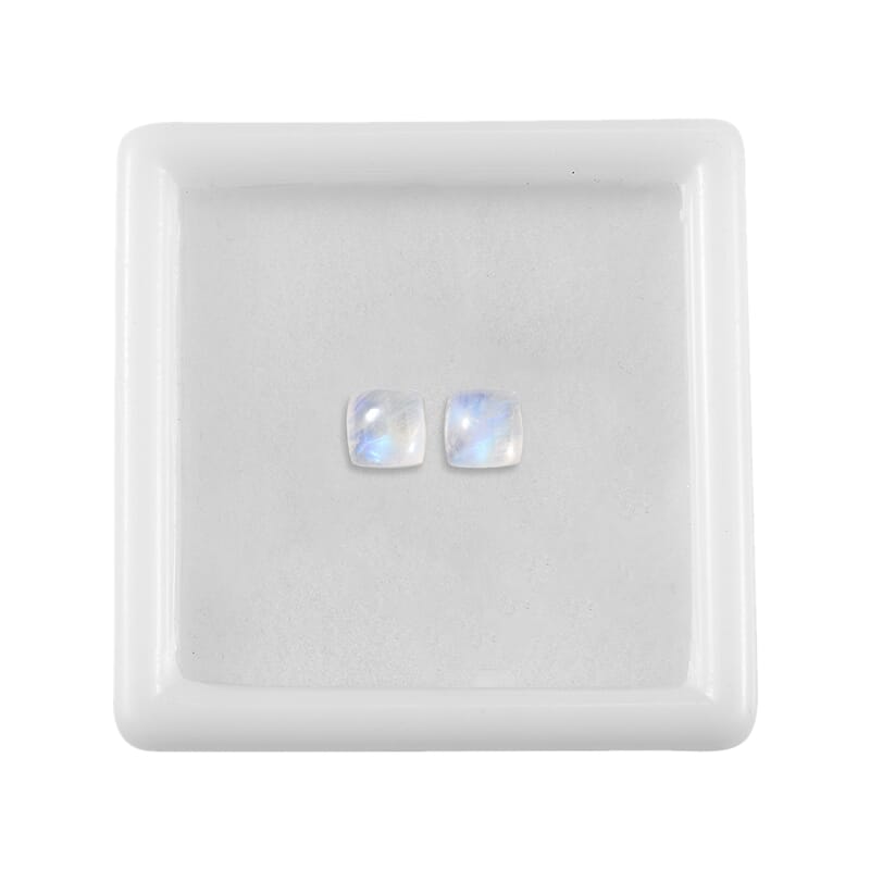 Rainbow Moonstone Set of 2 (Cush 5x5 mm) 1.10 ctw