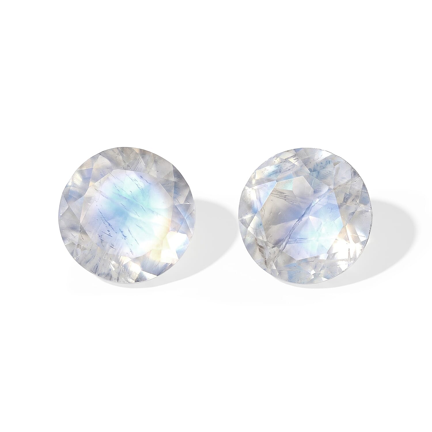 AA Rainbow Moonstone Set of 2 (Rnd 6 mm) 1.42 ctw