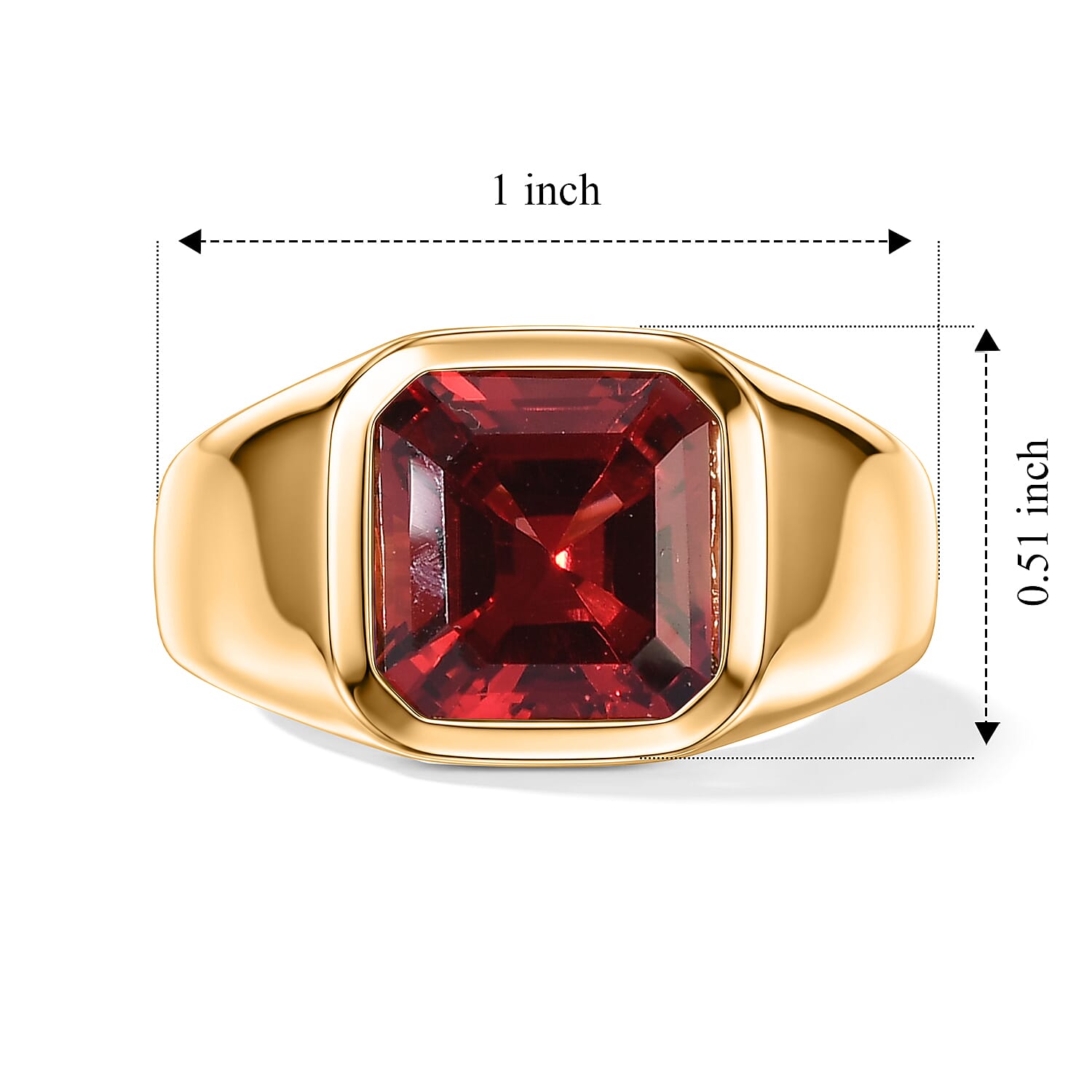 EverTrue Asscher Cut Lab Created Padparadscha Sapphire 7.80 ctw Men's Ring in 18K YG Plated (Size 10.0)