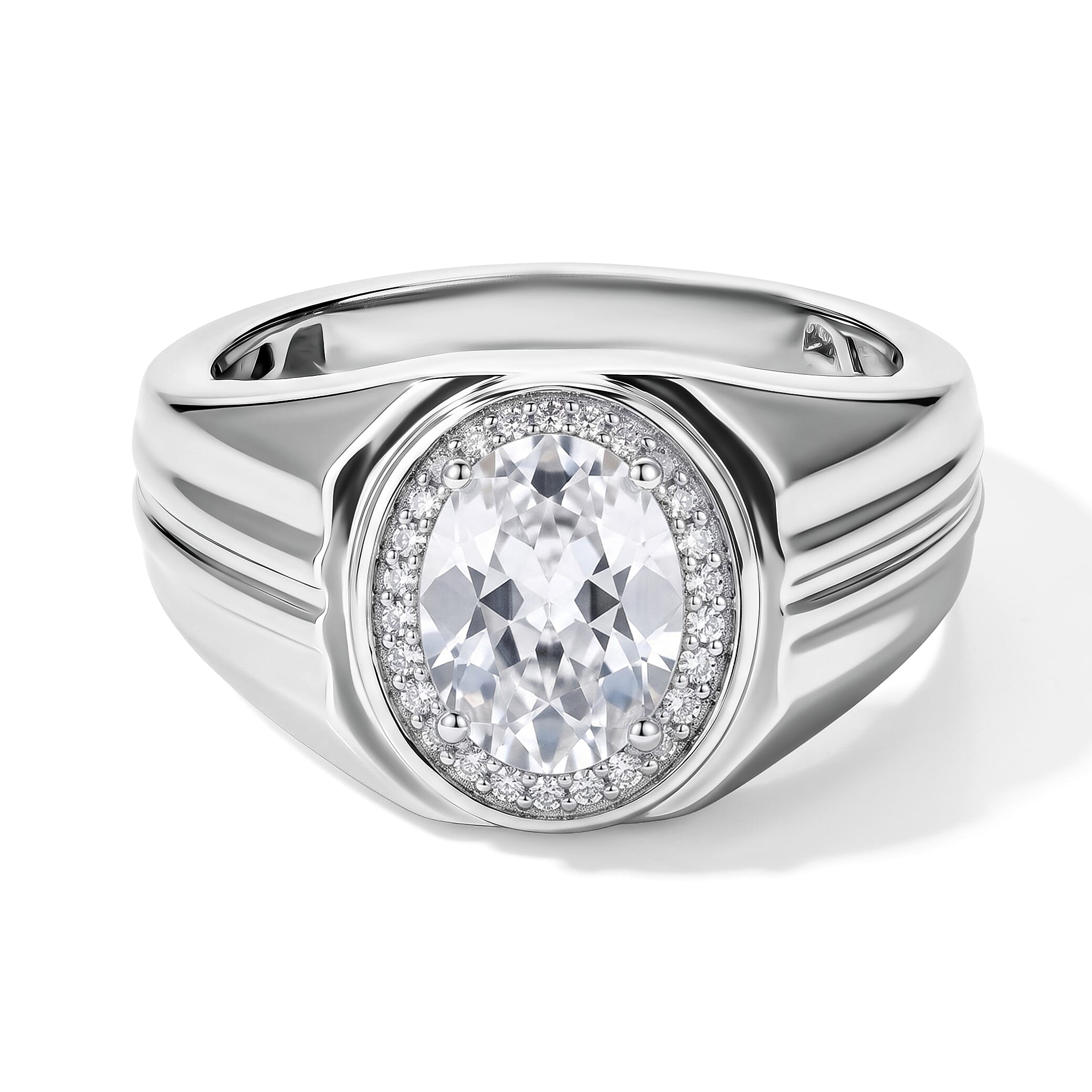 EverTrue Lab Created White Sapphire and White Zircon 2.60 ctw Ring in Platinum Bond (Size 9.0)