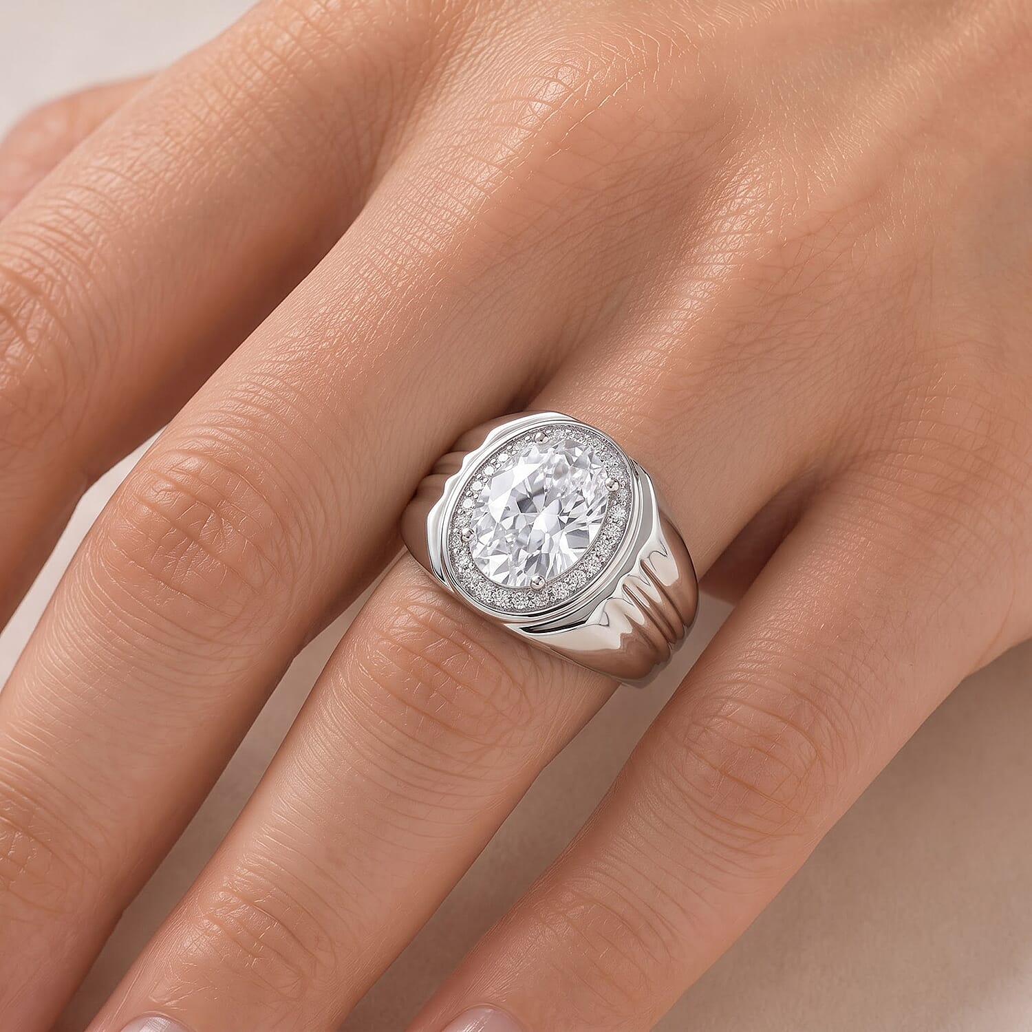 EverTrue Lab Created White Sapphire and White Zircon 2.60 ctw Ring in Platinum Bond (Size 9.0)