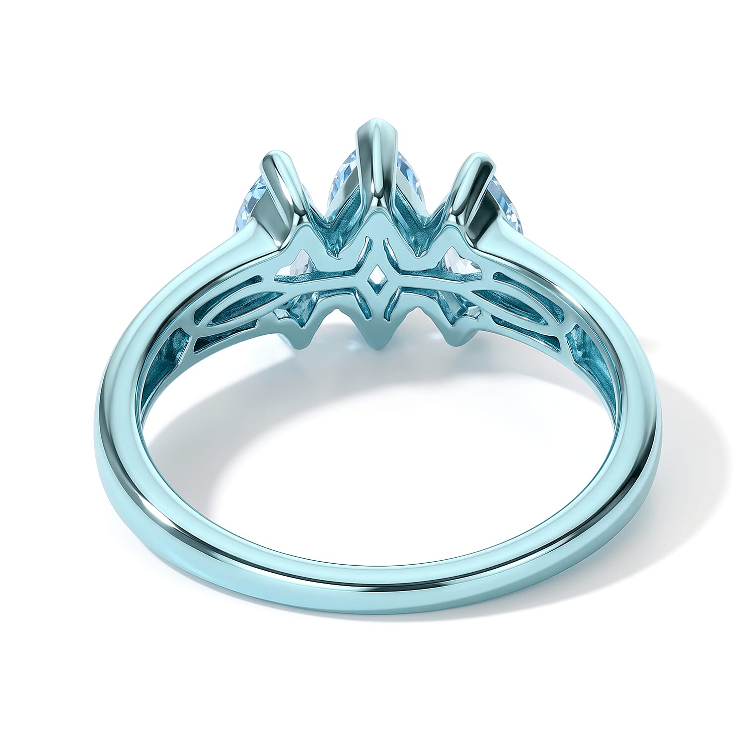 D'Joy Premium Swiss Blue Topaz 1.60 ctw Ocean Mystique Ring in Blue E-coat Sterling Silver (Size 5.0)