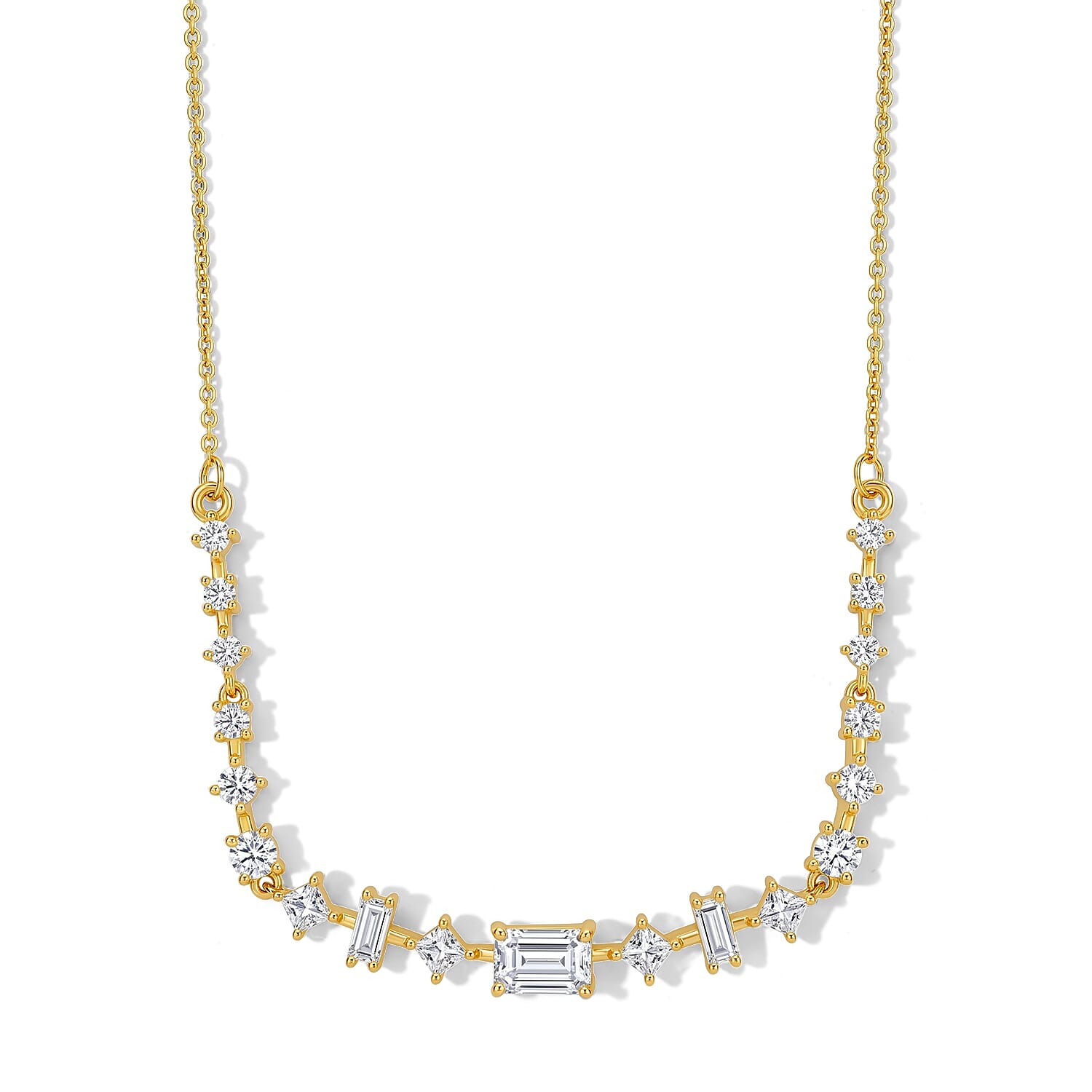 D'Joy Moissanite 1.85 ctw Necklace (18 Inches) in 18K Vermeil YG Over Sterling Silver