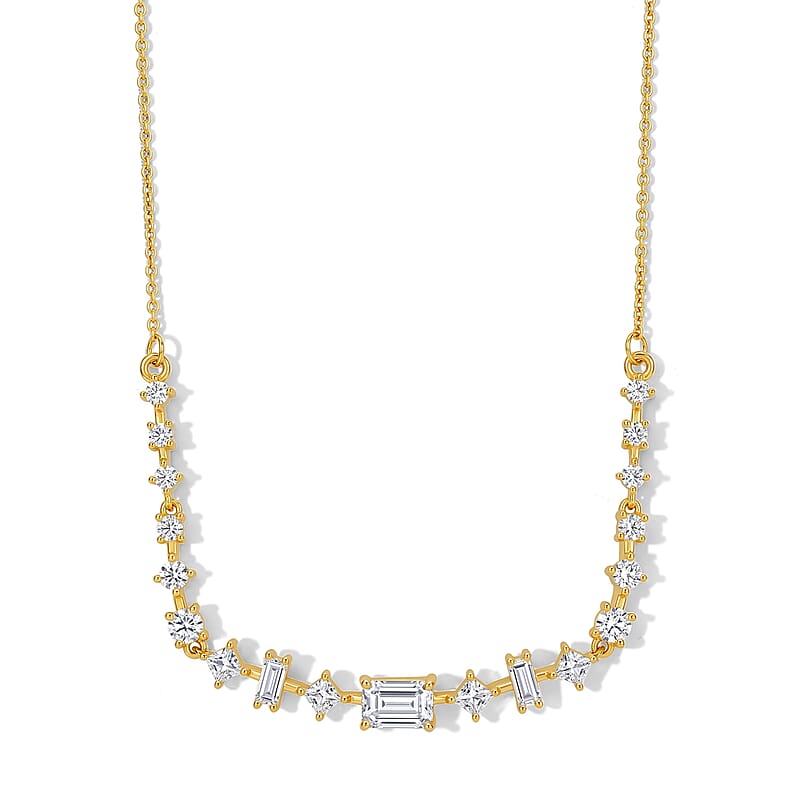 D'Joy Moissanite 1.85 ctw Necklace (18 Inches) in 18K Vermeil YG Over Sterling Silver