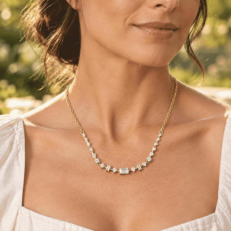 D'Joy Moissanite 1.85 ctw Celestial Symphony Necklace in 18K Vermeil Yellow Gold Over Sterling Silver 18 Inches