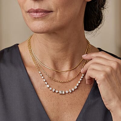 D'Joy Moissanite 1.85 ctw Necklace (18 Inches) in 18K Vermeil YG Over Sterling Silver