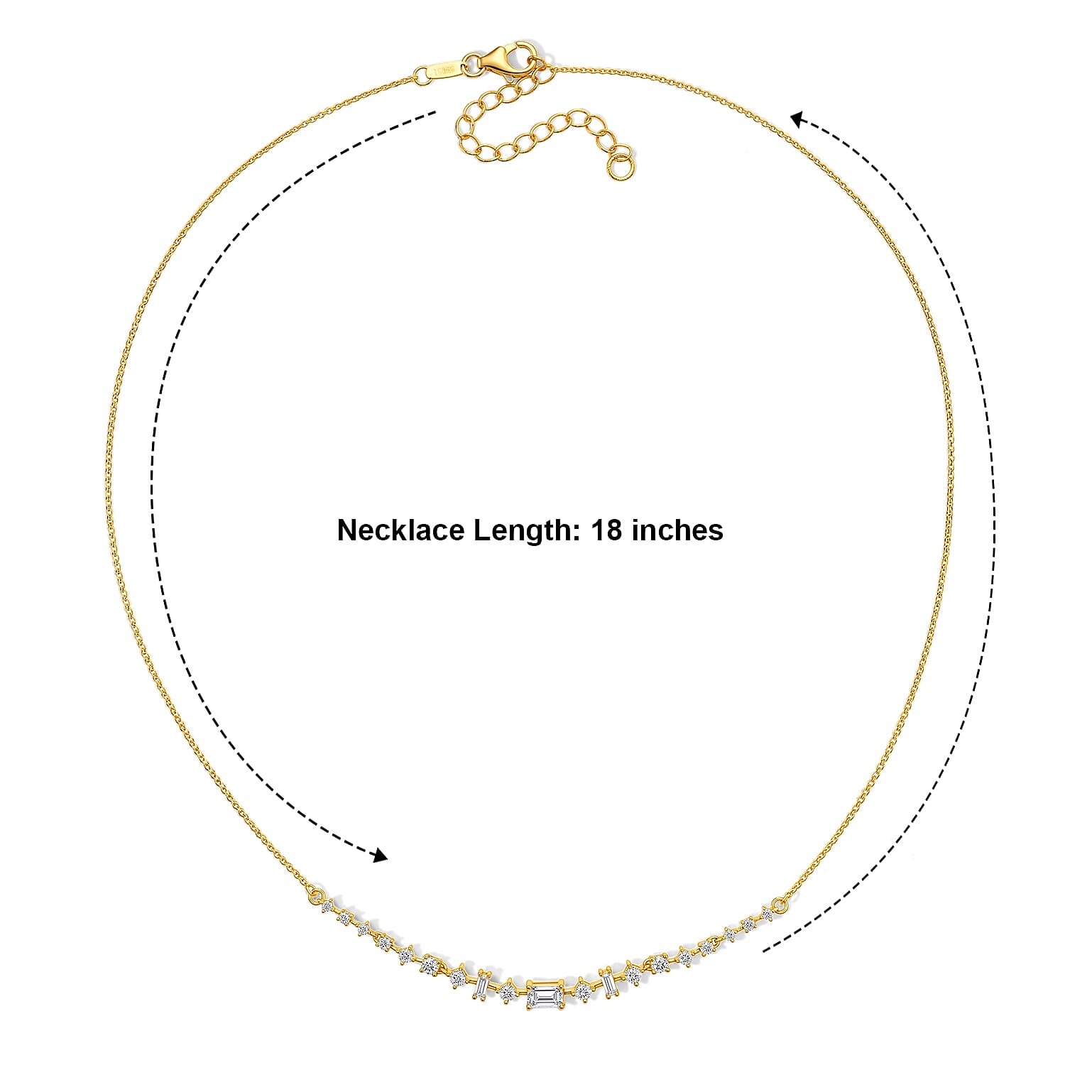 D'Joy Moissanite 1.85 ctw Necklace (18 Inches) in 18K Vermeil YG Over Sterling Silver