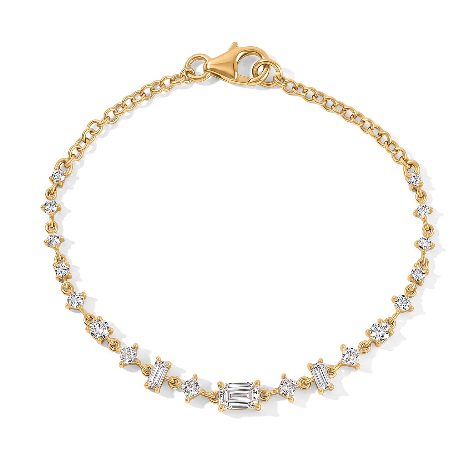 D'Joy Moissanite 1.80 ctw Celestial Symphony Bracelet in 18K Vermeil Yellow Gold Over Sterling Silver (6.50 In)