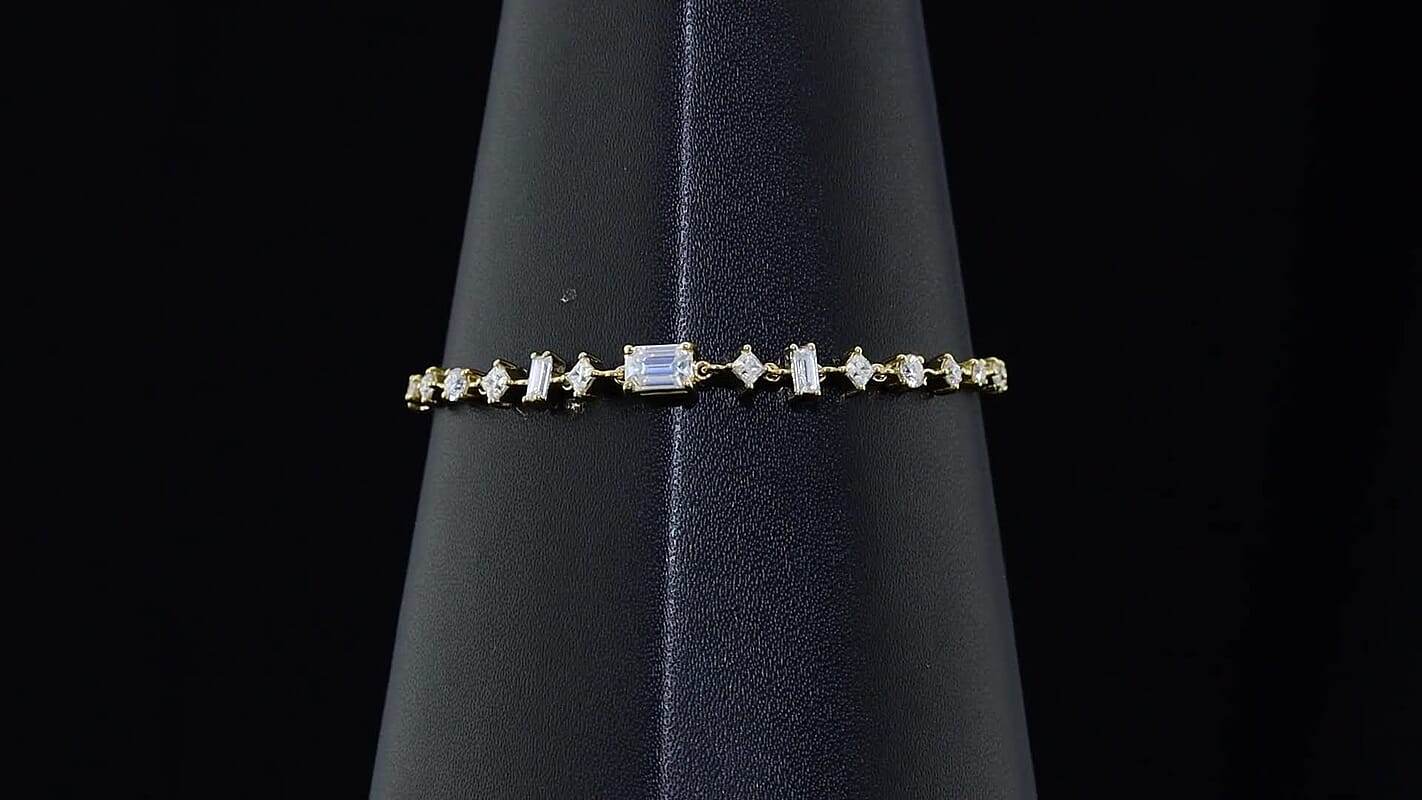 D''Joy Moissanite (Oct 6x4mm) Bracelet in 18K Vermeil YG Over Sterling Silver (6.50 In) 1.80 ctw