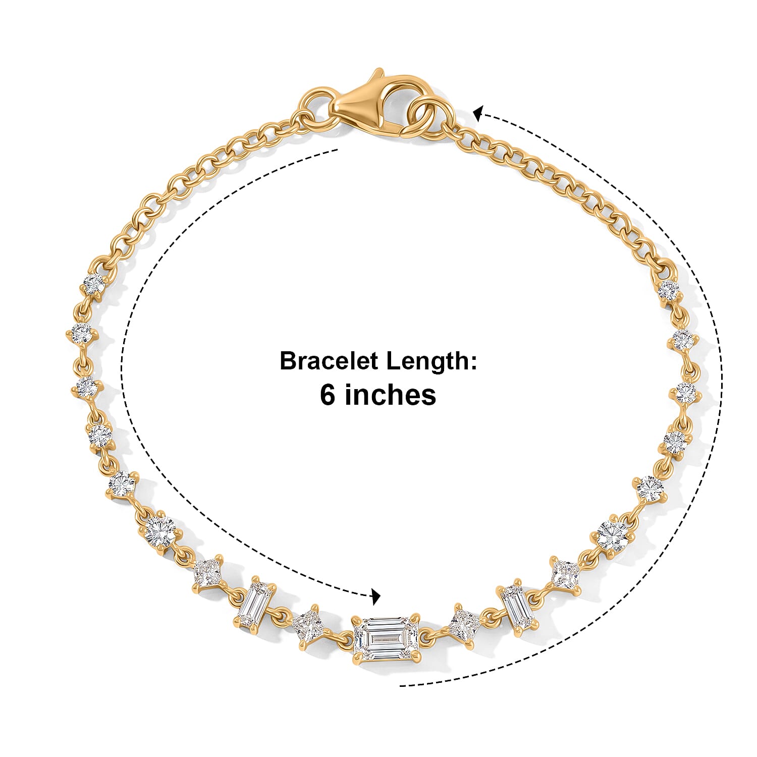 D'Joy Moissanite 1.80 ctw Celestial Symphony Bracelet in 18K Vermeil Yellow Gold Over Sterling Silver (6.50 In)